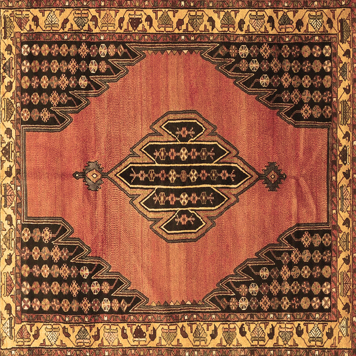Square Medallion Brown Traditional Rug, tr4139brn