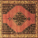 Square Medallion Brown Traditional Rug, tr4139brn