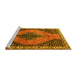 Sideview of Machine Washable Medallion Yellow Traditional Rug, wshtr4139yw