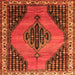 Round Machine Washable Medallion Orange Traditional Area Rugs, wshtr4139org