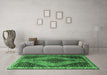 Machine Washable Medallion Emerald Green Traditional Area Rugs in a Living Room,, wshtr4139emgrn