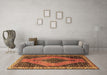 Machine Washable Medallion Brown Traditional Rug in a Living Room,, wshtr4139brn