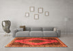 Machine Washable Medallion Orange Traditional Area Rugs in a Living Room, wshtr4139org