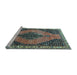 Sideview of Machine Washable Medallion Light Blue Traditional Rug, wshtr4139lblu