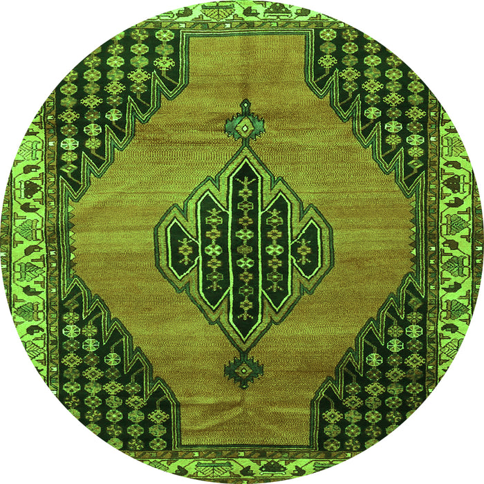 Square Medallion Green Traditional Rug, tr4139grn