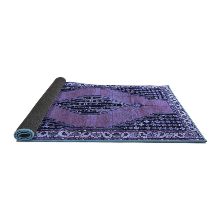 Sideview of Medallion Blue Traditional Rug, tr4139blu
