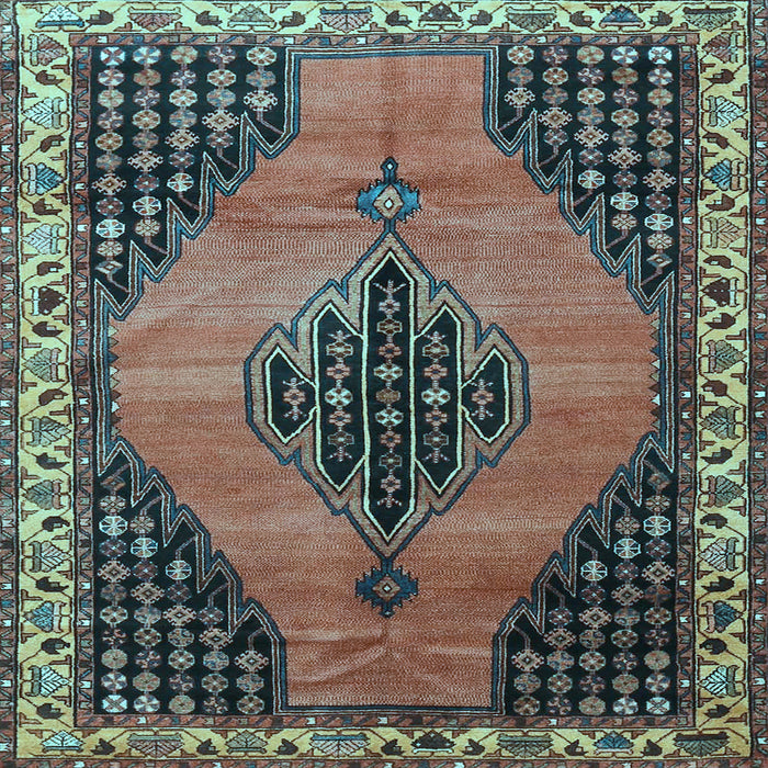 Square Medallion Light Blue Traditional Rug, tr4139lblu