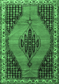 Medallion Emerald Green Traditional Rug, tr4139emgrn