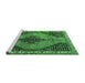 Sideview of Machine Washable Medallion Emerald Green Traditional Area Rugs, wshtr4139emgrn