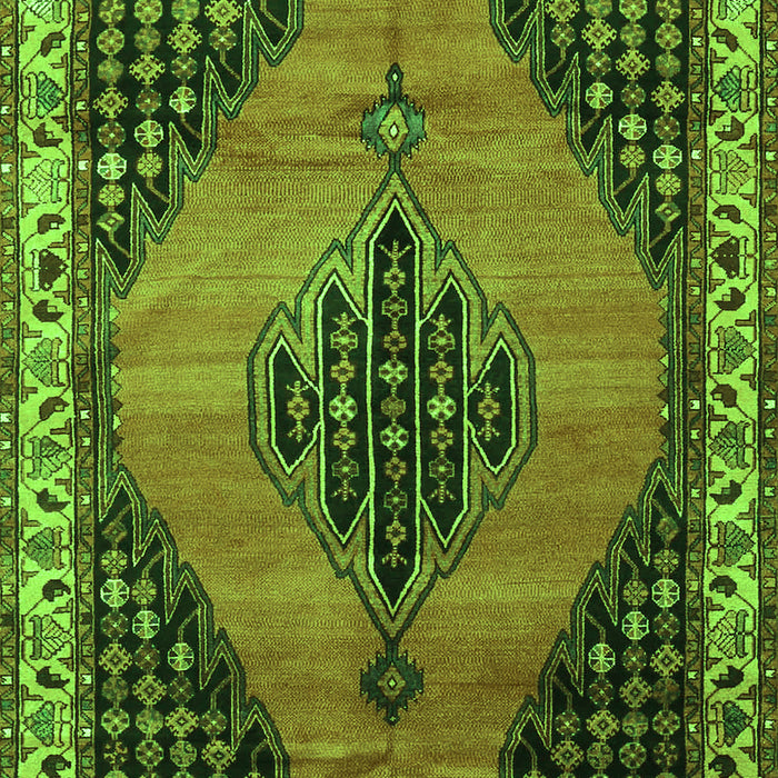Serging Thickness of Machine Washable Medallion Green Traditional Area Rugs, wshtr4139grn