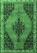 Machine Washable Medallion Emerald Green Traditional Area Rugs, wshtr4139emgrn