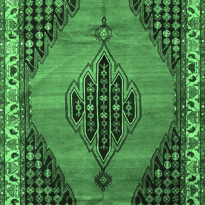 Machine Washable Medallion Emerald Green Traditional Area Rugs, wshtr4139emgrn