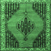 Square Medallion Emerald Green Traditional Rug, tr4139emgrn