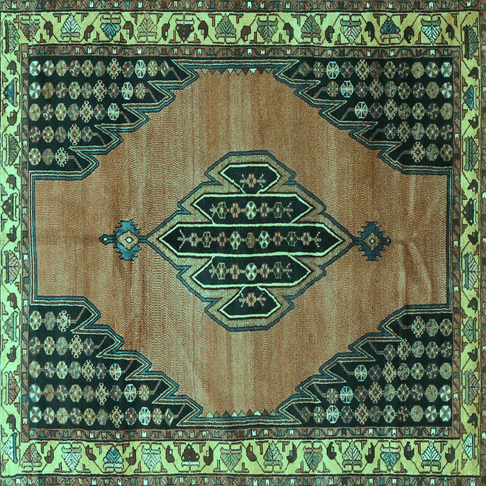Square Medallion Turquoise Traditional Rug, tr4139turq