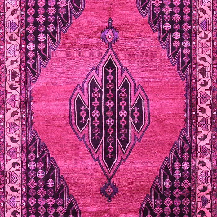 Machine Washable Medallion Pink Traditional Rug, wshtr4139pnk