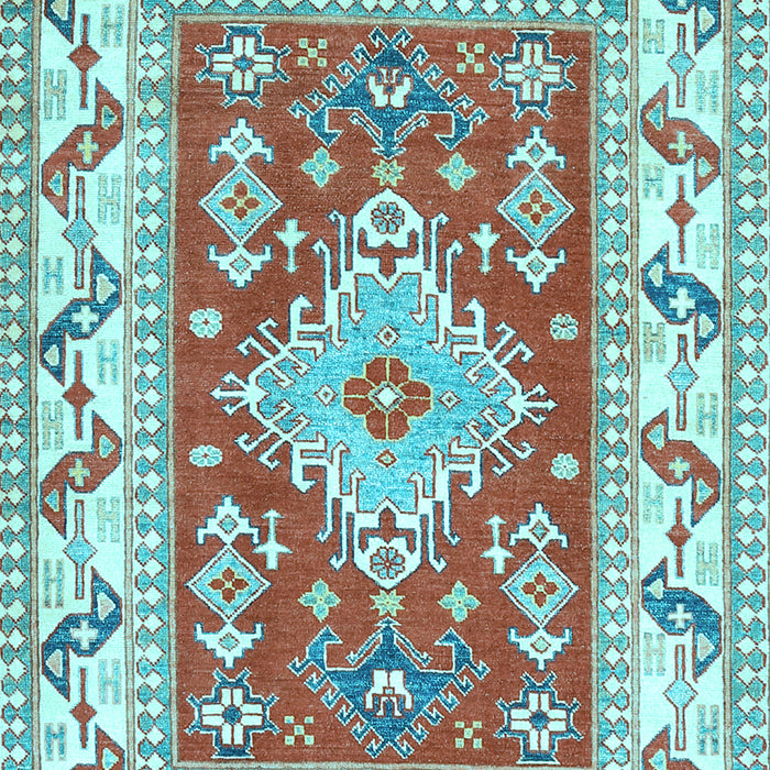 Machine Washable Geometric Light Blue Traditional Rug, wshtr413lblu