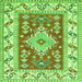 Serging Thickness of Geometric Green Traditional Rug, tr413grn