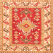 Round Machine Washable Geometric Orange Traditional Area Rugs, wshtr413org