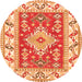 Square Geometric Orange Traditional Rug, tr413org