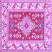 Square Machine Washable Geometric Purple Traditional Area Rugs, wshtr413pur