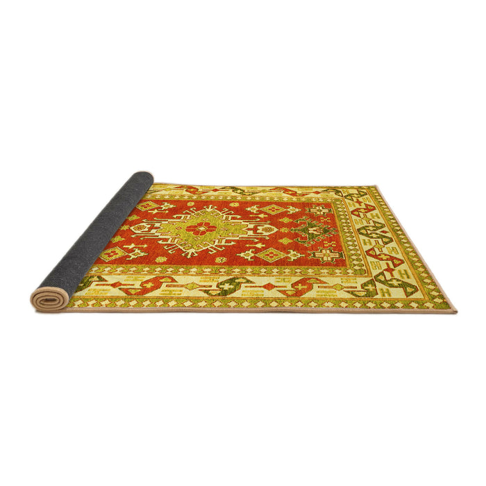Sideview of Geometric Yellow Traditional Rug, tr413yw