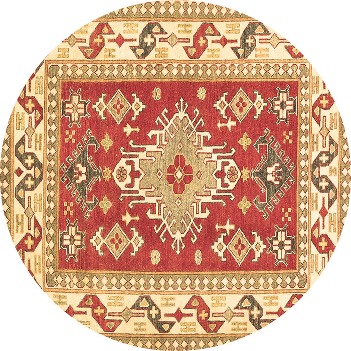 Round Machine Washable Geometric Brown Traditional Rug, wshtr413brn