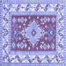 Square Machine Washable Geometric Blue Traditional Rug, wshtr413blu