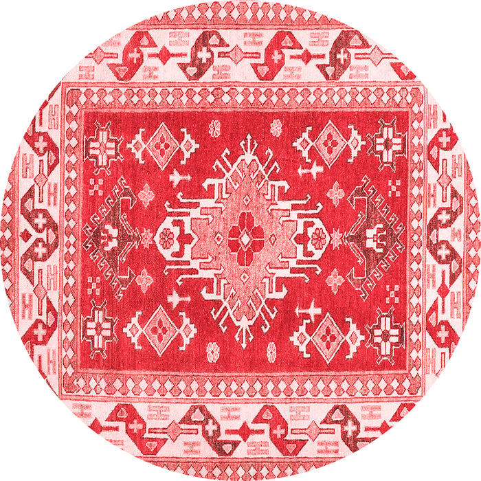 Machine Washable Geometric Red Traditional Rug, wshtr413red