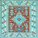 Square Geometric Light Blue Traditional Rug, tr413lblu