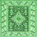 Square Geometric Emerald Green Traditional Rug, tr413emgrn