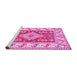 Sideview of Machine Washable Geometric Pink Traditional Rug, wshtr413pnk