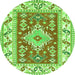 Square Geometric Green Traditional Rug, tr413grn