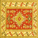 Square Geometric Yellow Traditional Rug, tr413yw