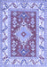 Machine Washable Geometric Blue Traditional Rug, wshtr413blu