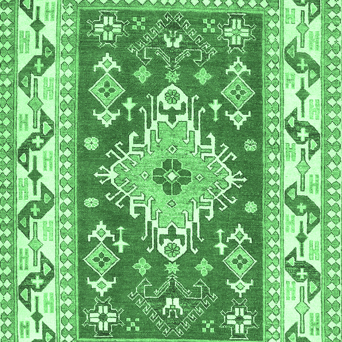 Machine Washable Geometric Emerald Green Traditional Area Rugs, wshtr413emgrn