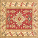 Square Geometric Brown Traditional Rug, tr413brn