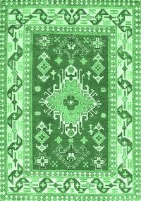 Geometric Emerald Green Traditional Rug, tr413emgrn