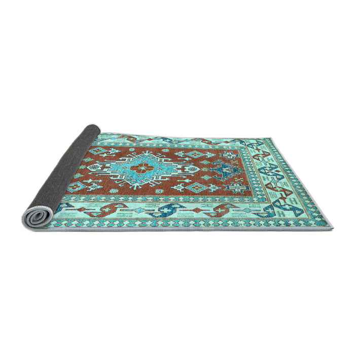 Sideview of Geometric Light Blue Traditional Rug, tr413lblu