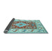 Sideview of Geometric Light Blue Traditional Rug, tr413lblu