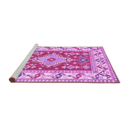 Sideview of Machine Washable Geometric Purple Traditional Area Rugs, wshtr413pur
