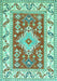 Machine Washable Geometric Turquoise Traditional Area Rugs, wshtr413turq