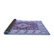 Sideview of Geometric Blue Traditional Rug, tr413blu