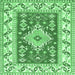 Square Machine Washable Geometric Emerald Green Traditional Area Rugs, wshtr413emgrn