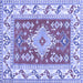 Square Geometric Blue Traditional Rug, tr413blu