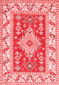 Geometric Red Traditional Rug, tr413red