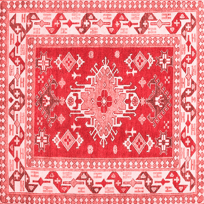 Machine Washable Geometric Red Traditional Rug, wshtr413red