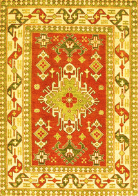 Geometric Yellow Traditional Rug, tr413yw