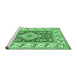 Sideview of Machine Washable Geometric Emerald Green Traditional Area Rugs, wshtr413emgrn