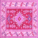 Square Machine Washable Geometric Pink Traditional Rug, wshtr413pnk