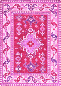 Geometric Pink Traditional Rug, tr413pnk